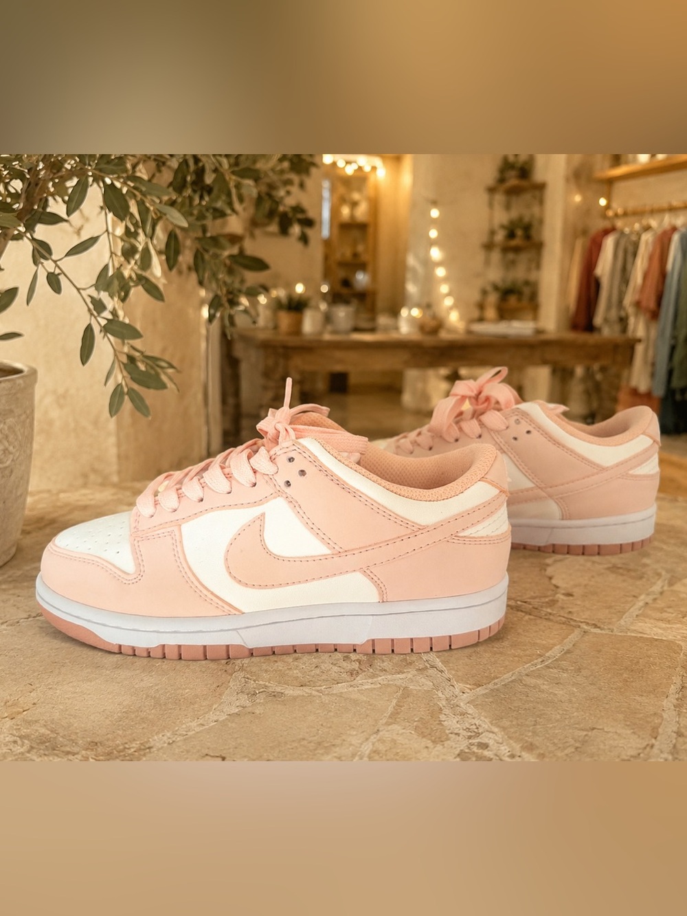 Nike Light Pink and White Low-Top Sneakers